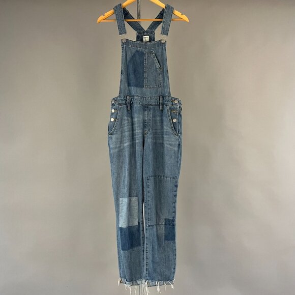 Gap Women's Patch Blue Denim Overalls Size S - Picture 1 of 4
